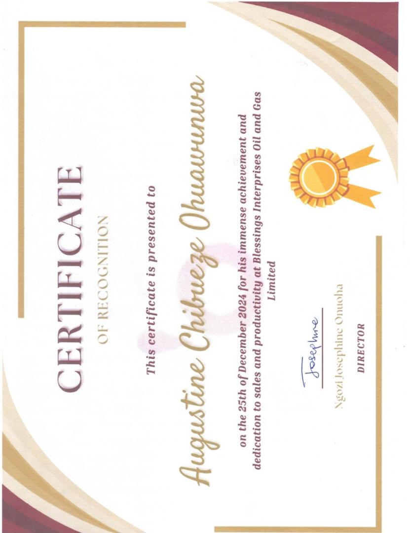 Certificate of Recognition